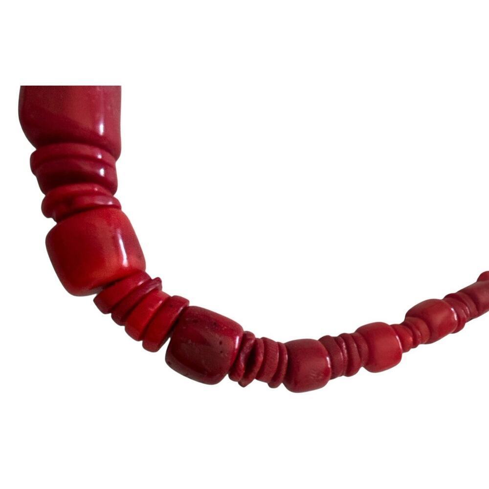 BEAUTIFUL DTR JAY KING SIGNED BIG CHUNKY RED BAMBOO CORAL & STERLING NECKLACE - Picture 8 of 8